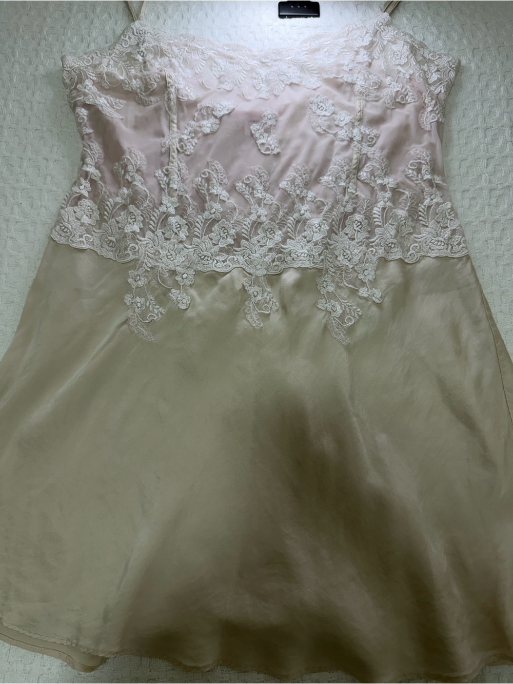 Victoria's Secret Blush Pink and Champagne Lace-Trim Slip